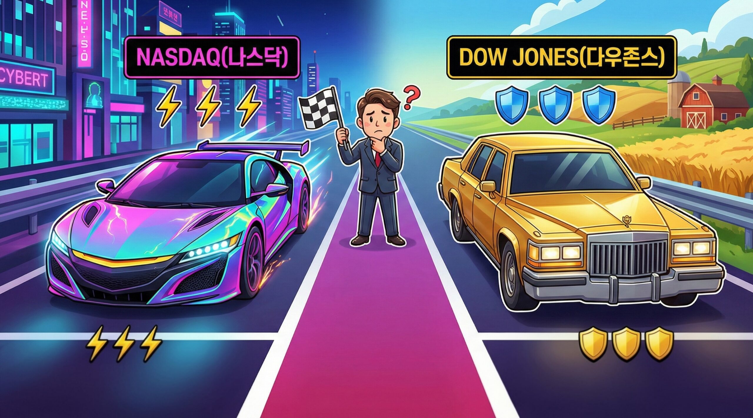 [2편] 기술주(나스닥) vs 가치주(다우): 화려한 불꽃놀이냐, 든든한 모닥불이냐